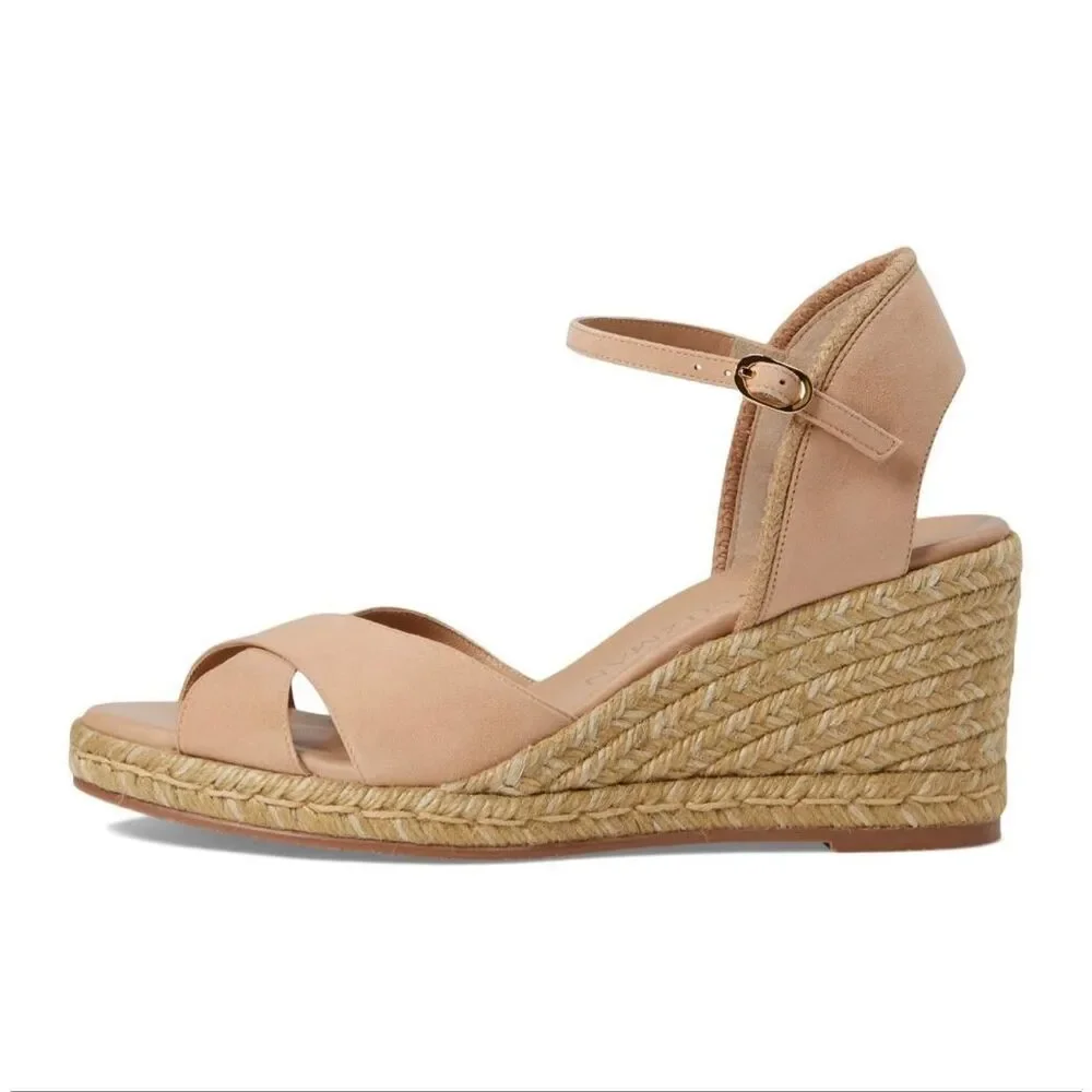 Stuart Weitzman Mirela 11 suede cross front espadrille sandals 6